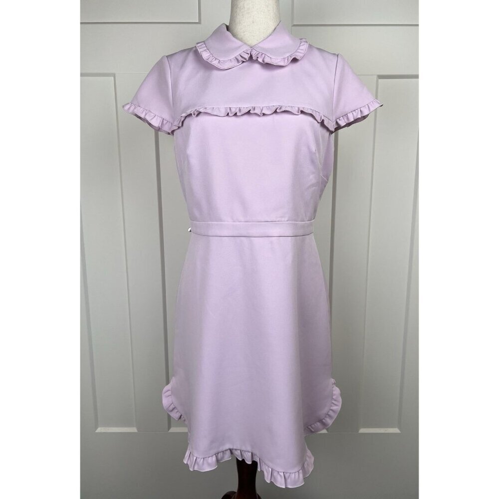 Gal Meets Glam Lilac Ruffle Collar Dress Fit Flare Women's 8 NWOT Feminine